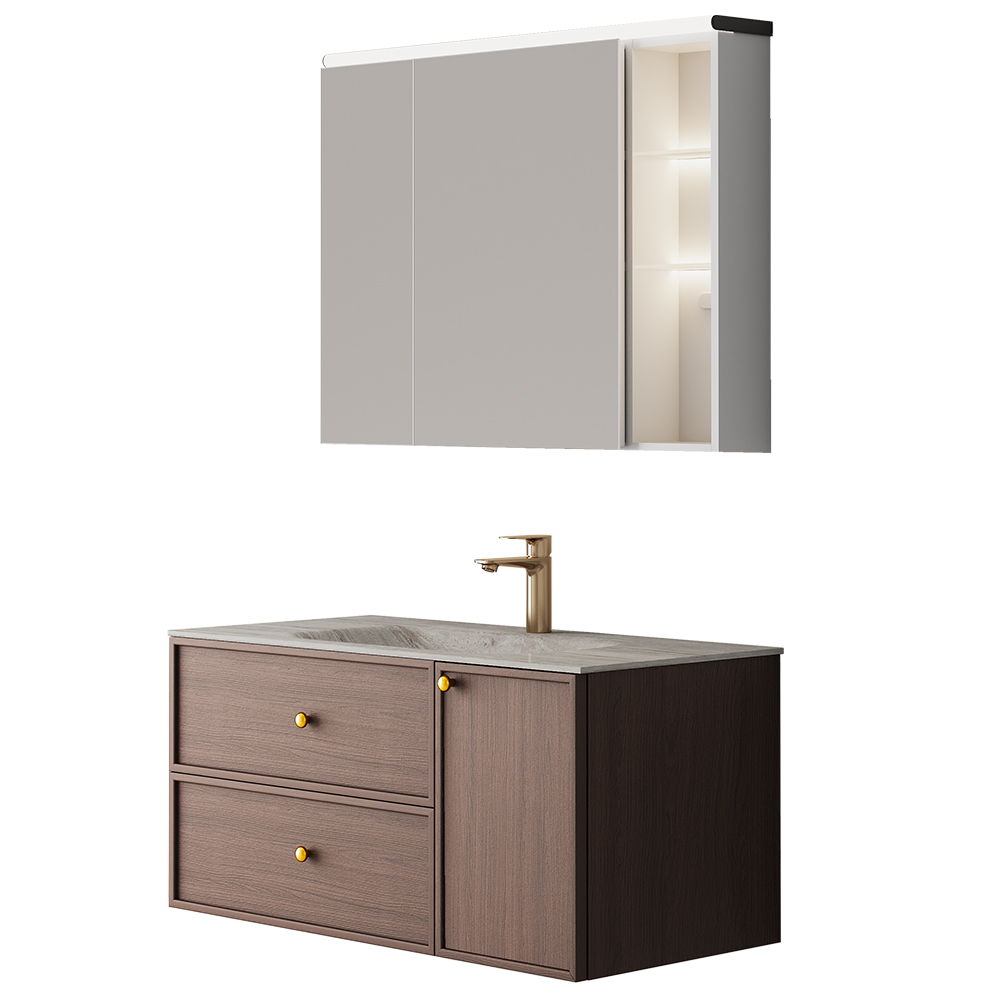 BC6302-100热弯岩板款 生态实木茄子视频黄污柜