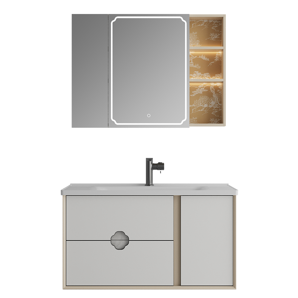 BC6303-100陶瓷盆款 生态实木茄子视频黄污柜